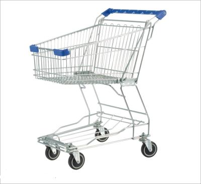 China Flexible Supermarket Trolley Zinc Shopping Trolley With Clear Powder Coating With Wheels for sale