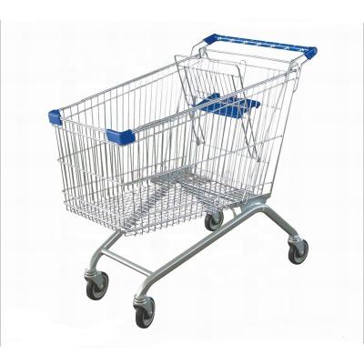 China Flexible Euro Metal Supermarket Trolley Heavy Duty Trolley 160L for sale