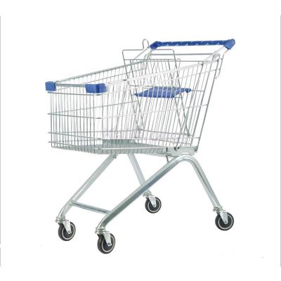 China Stainless Steel Flexible Frame Awesome Supermarket Grocery Shopping Trolley For Hypermarket for sale