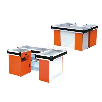 China Fashion Retail Store Supermarket Cash Checkout Desk Electric Conveyor Belt Checkout Counter for sale