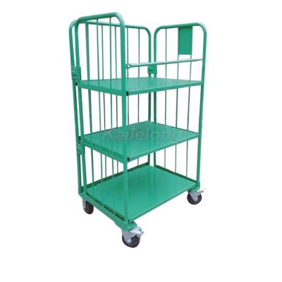 China Easy To Move Industrial Laundry Trolley Transfer Cage Roll Container Storage for sale