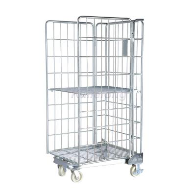 China Easy To Move Collapsible Stainless Warehouse Supermarket Roll Container for sale