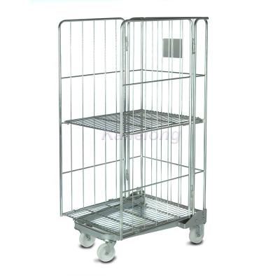 China Easy To Move 1100*800*1700mm Steel Folding Roll Container Cage With 2 Doors for sale