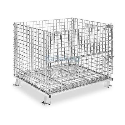 China Easy To Move Collapsible Metal Cage Pallet Storage Cage With Wheels Wire Cages for sale