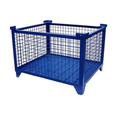 China Easy To Move Folding Metal Mesh Wire Cage Storage Container For Warehouse And Supermarket for sale