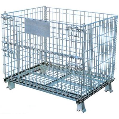 China Easy To Move Plastic Liner Industrial Wire Mesh Metal Storage Cages Roll Container With Plastic Pallet for sale