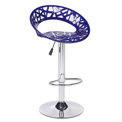 China Cavity Design ABS Frame Metal Bar Stools Fixed Funny Bar Lounge Chairs Counter Seat Eco-friendly Modern Unique Adjustable Stool Plastic for sale