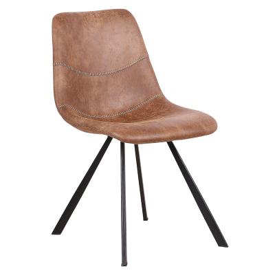 China Brown PU Back Metal Leg Convertible Antique Topstitching Mid Century Modern Dining Chairs Upholstered Chairs Dining Room for sale