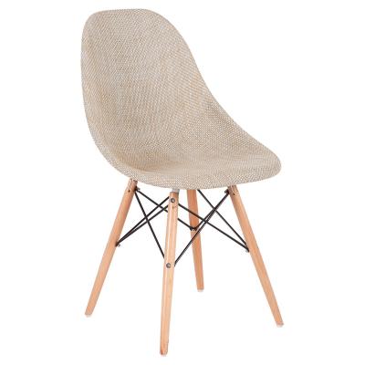 China Sale Design Single Warm Wood Convertible Fabric Sling Seat Modern Beige Wooden Dining Chairs Wood Dining Chair With Backrest for sale