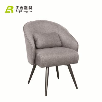 China Eco-friendly Tufted Linen Fabric Hand Iron Legs Lounge Dining Chair With Vintage Italian Style for sale