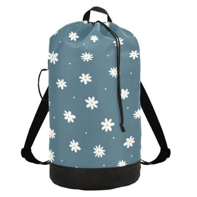 China Daisy Dirty Clothes Organizer Extra Flower Waterproof Cute Laundry Backpack Heavy Duty Wash Bag Large For Camp College Dorm Room for sale