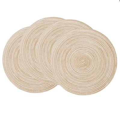 China Sustainable Anti-Slip Round Braided Place Mats, Round Cotton Dining Table Place Mats, Eco-Friendly Place Mat Set Modern Dish Mat 2022 for sale