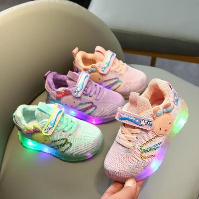 China Wholesale Cheap Breathable Kids Sneakers Shoes Kids Rabbit Lights Flying For Knitting Sneakers Sports Shoes for sale