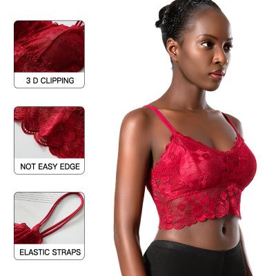 China New Design QUICK DRY Full Cup Bra Lace Full Cup See Through Bralette Floral Trend Top Women Bralets Wireless Bra for sale