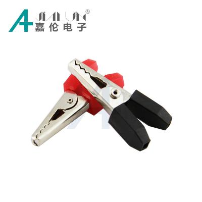 China JIALUN Cable Clip 4mm Jack Test Clip Safety Crocodile Clip Battery Nickel Plated Steel Clamp for sale