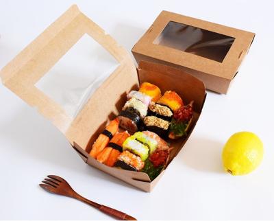 China Sushi Compostable Food Safe Cardboard Boxes With Window Customized Logo for sale