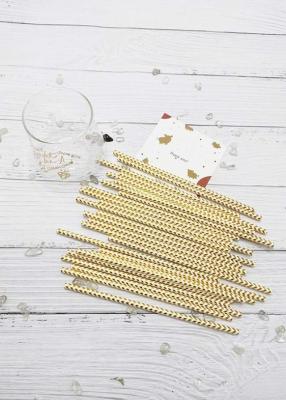 China Metal Gold Disposable Drinking Paper Straws For Smoothies Customized Length for sale