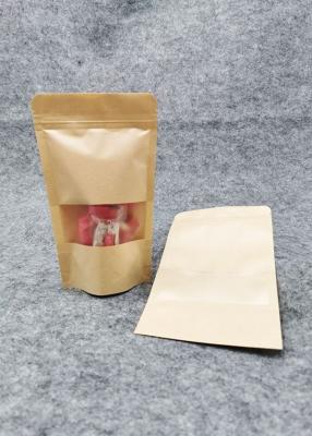 China Window  Kraft Paper Stand Up Pouch Packaging / Kraft Resealable Pouches for sale