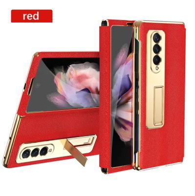 China PU Leather Shockproof Cover Fashion Folding 5G Cell Phone Hard Leather Cases For Samsung Galaxy Z Fold 4 for sale