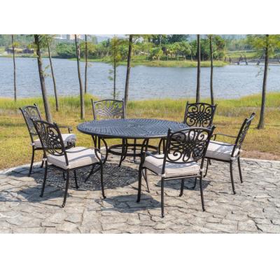 China Traditional china factory sale outdoor patio furniture outdoor cast iron patio chair 6+1 set for outdoor leisure for sale