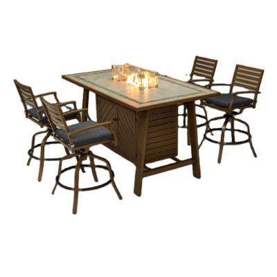 China New design height adjustable IVY china factory sale outdoor dining table with firepit with aluminum hardware for sale