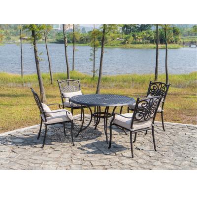 China 2022 New Design Outdoor Garden Cast Aluminum Chairs 5pcs Set Foldable for sale