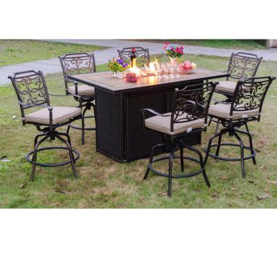 China Factory stocked luxury design 2019 china sale outdoor gas fire pit and casting bar chair set for outdoor leisure for sale