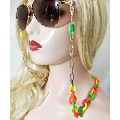 China Eco-friendly Acrylic Sunglasses Chain Ties Straps Color Transparent Reading Glasses Hanging Neck Glass Chain for sale