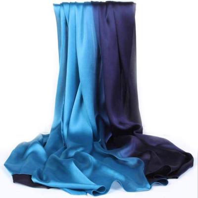 China Fashion Summer Long Scarves Bandana Brand Gradient Color Scarf Women Luxury Silk Hijab Shawl for sale