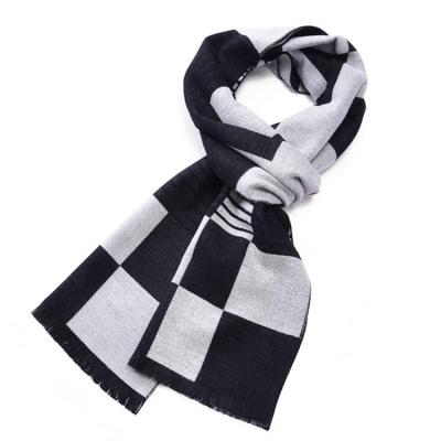 China Luxury Wool Autumn Winter Scarves Cozy Lambswool Plaid Scarf Masculine Men's Winter Scarves For Men for sale