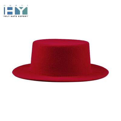 China Picture Fashion Wholesale Unisex Red Straw Hat Brim 100 Wool Straw Hat Short Hats for sale