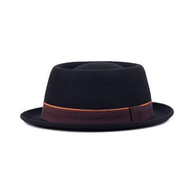 China Wholesale Custom Australian Wool Felted Hat Small Character Logo Brim Porkpie Hat for sale