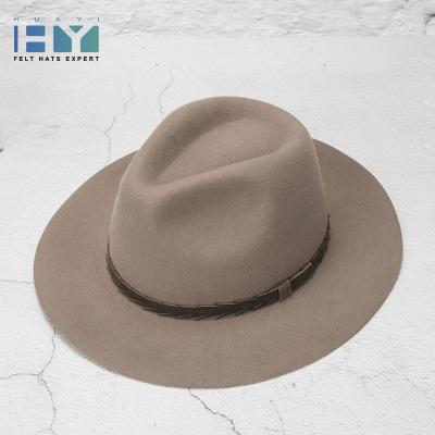 China 100% Custom Made Image High Quality Merino Wool Mens and Womens Flat Brim Camel Color Felt Hat for sale