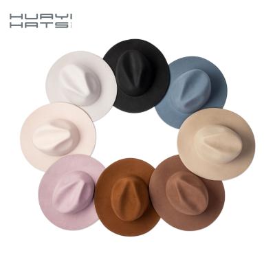 China 2021 Huayihats Wholesale Image Huayihats Women's Wide Brim Felt Hat Australia Solid Color Wide Brim Felt Hats Women for sale