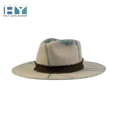 China Picture 9cm wide brim wool felt hat tie dye outdoor women's and men's felted hat hats big 100 for sale