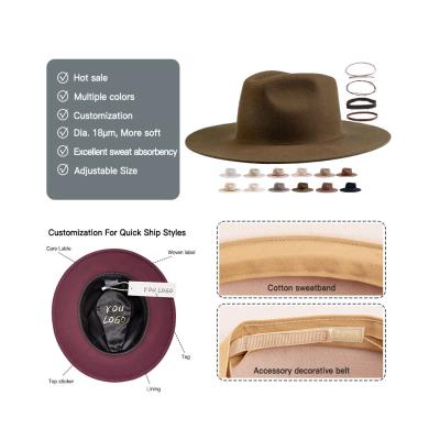 China High quality unisex wide brim wool felt hat men's and women's felt hat men's and women's hats popular image style for sale