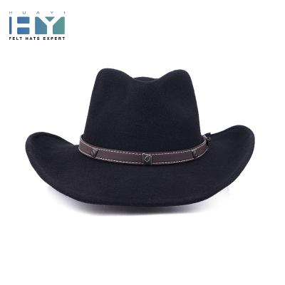 China Custom Unisex Cowgirl Western Hat Big Picture Style Brim Wool Cowboy Hat With Custom Logo for sale