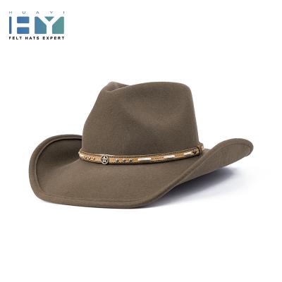 China Picture Style Wholesale Western Felt Hat 100% Wool Outdoor Wide Brim Cowboy Hat for sale