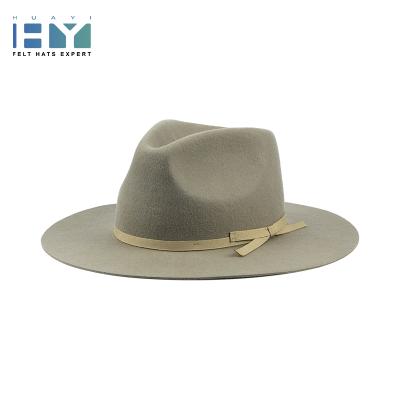 China Picture quiality wholesale unisex high wool brim felted hat wide hat with exquisite accessories for sale