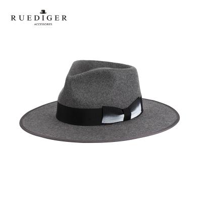 China High Image Quality Gray Color Custom Logo Women's Sizes Fashion 100% Wool Men's All Tribly Felt Wide Brim Felted Hat Cap for sale