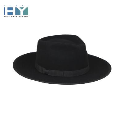 China Picture Casual Style 100% Wool Wide Brim Girls Felt Brim Hats Ivory With Ribbon for sale