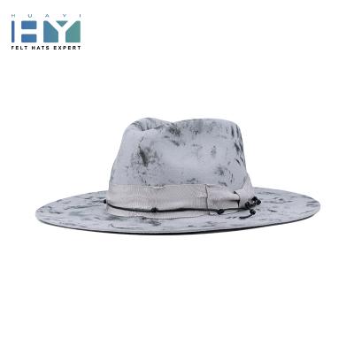 China Wholesale Custom Large Image Manufacturer Wool Light Gray Wide Brim Distressed Felted Hat Hat for sale