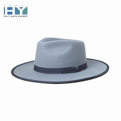 China Classic image winter men and women bow flat overflow high quality Australian 100% wool Fedora Hats blue for sale