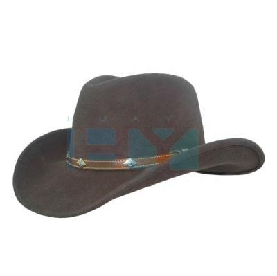 China 100% Western Cowboy Felted Hat Hats Men Black Color Wool Character Large Size With Belt for sale