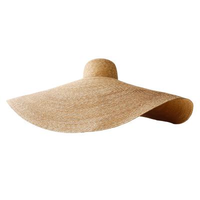 China 100% Gigantic Wide Brim Wheat Handmade Straw Sun Hat Of Summer Supple Large Lady Superb for sale