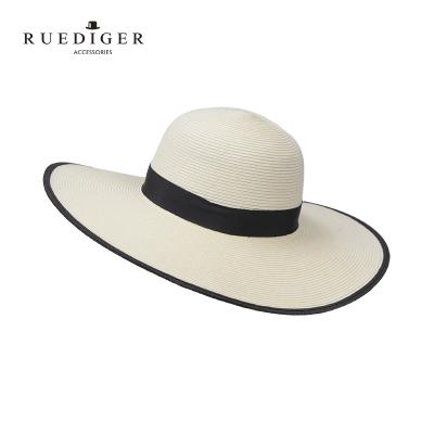 China Large Picture Factory Supply Fashion Summer Beach Soft Beach Paper Straw Wide Brim Hats For Women for sale