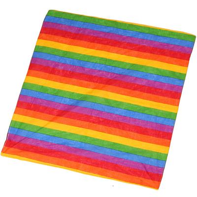 China Skin Friendly Rainbow Cotton Friendly Outdoor Breathable Skin Stripes Colorful Square Scarf Sports Hip Hop Color Striped Scarf for sale