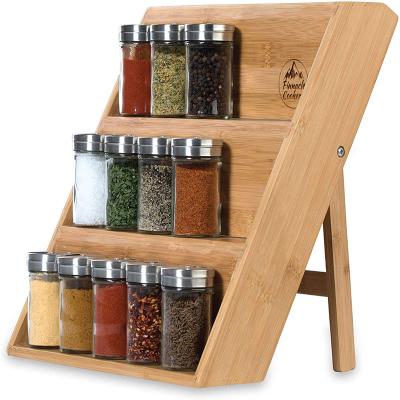 China Storage Customize Home Kitchen Seasoning Countertop Storage Wooden Spice Rack Rack Organizer for sale