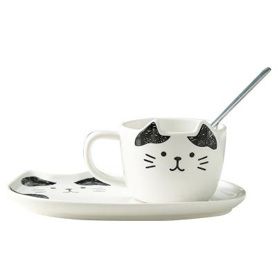 Китай Creative Cat Ceramic Cup Set Office Cup and Saucer Nordic Viable Statistical Style Coffee Mug продается