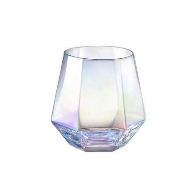 China Glass wine tumbler machine quality size glass cup hexagon stemless whiskey diamond minimalist clear blown square stemless for sale